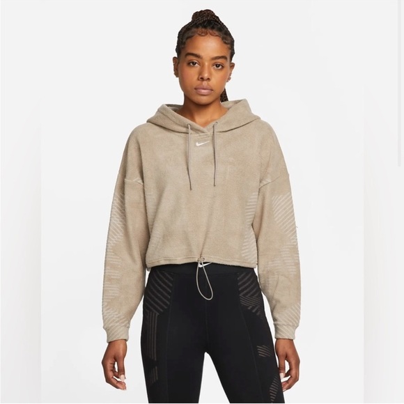 NIKE PRO Therma-Fit Adv. Hooded Cropped Fleece Pullover Size Small - Picture 1 of 13